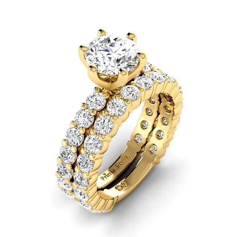 3.20-5.70 CT Round Cut Lab Grown Diamonds - Bridal Set