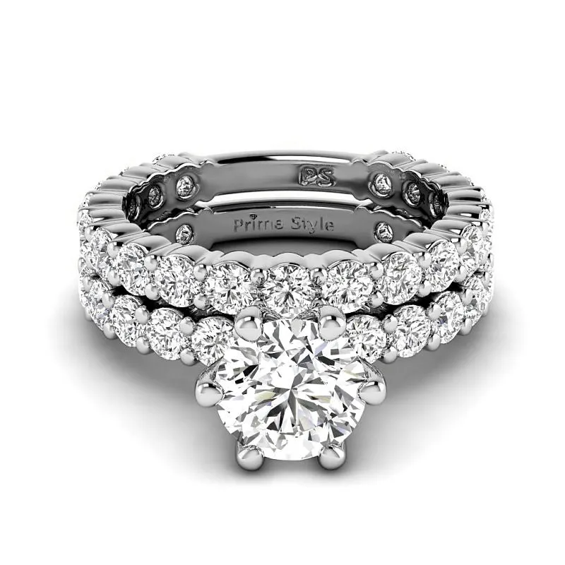 3.20-5.70 CT Round Cut Lab Grown Diamonds - Bridal Set