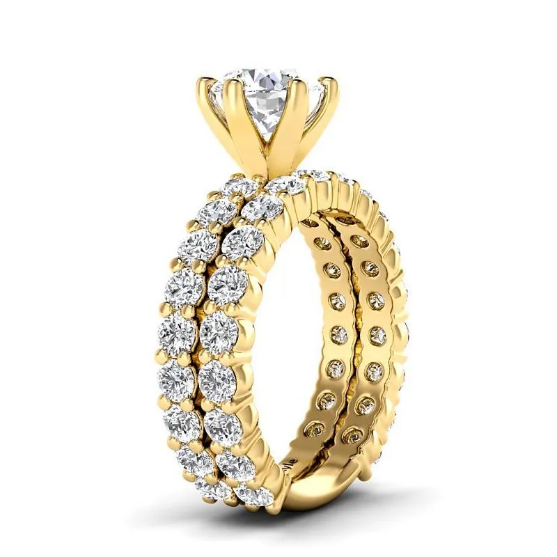 3.20-5.70 CT Round Cut Lab Grown Diamonds - Bridal Set