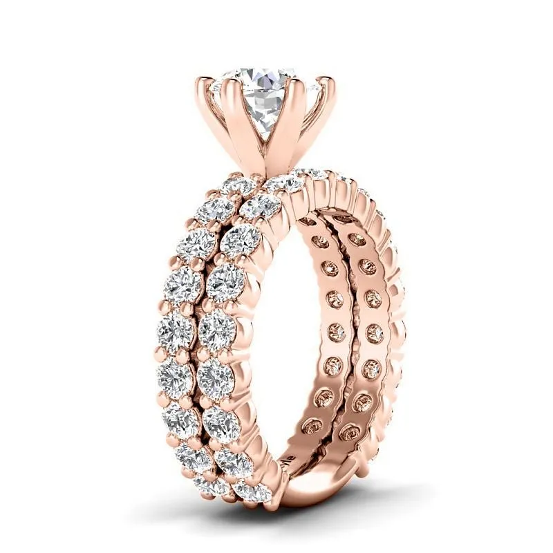 3.20-5.70 CT Round Cut Lab Grown Diamonds - Bridal Set