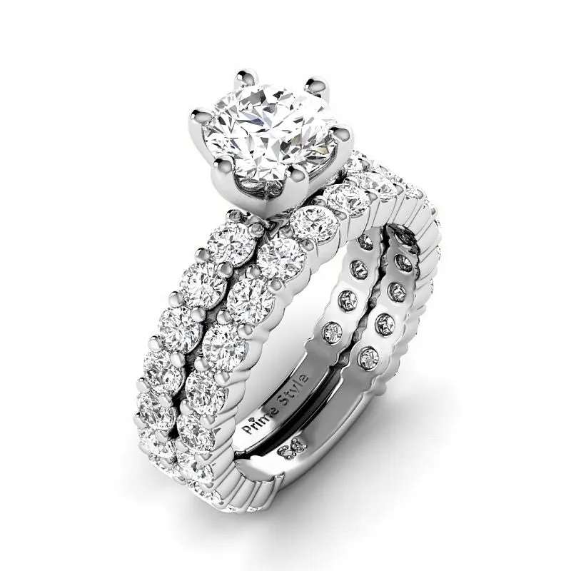 3.20-5.70 CT Round Cut Lab Grown Diamonds - Bridal Set