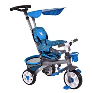 4 in 1 Twins Kids Trike Safety Double Rotatable Seat w/Basket (Blue)