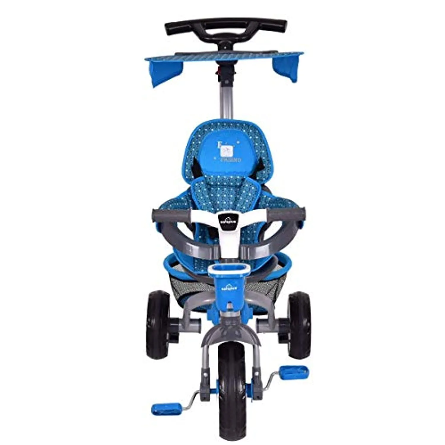4 in 1 Twins Kids Trike Safety Double Rotatable Seat w/Basket (Blue)