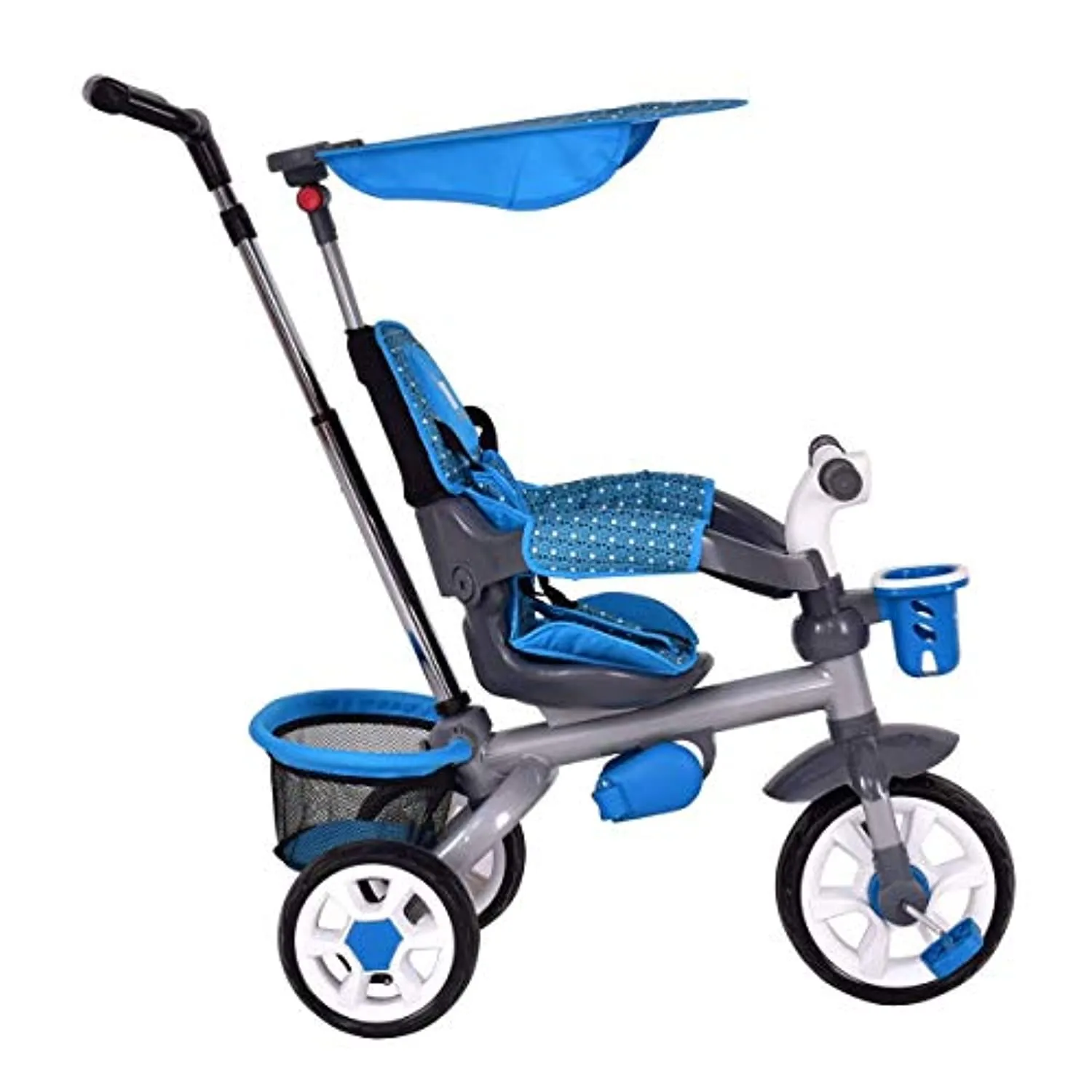 4 in 1 Twins Kids Trike Safety Double Rotatable Seat w/Basket (Blue)