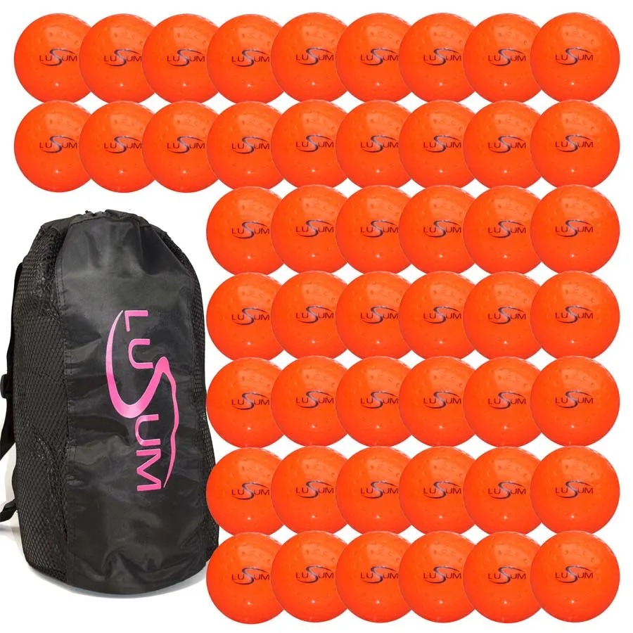 48 x Lusum Dimple Training Hockey Balls and Ball Bag