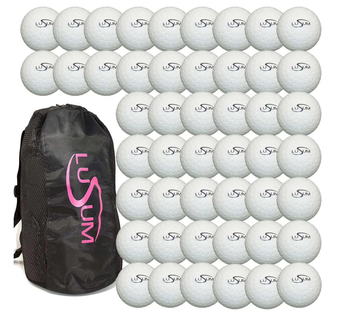 48 x Lusum Dimple Training Hockey Balls and Ball Bag