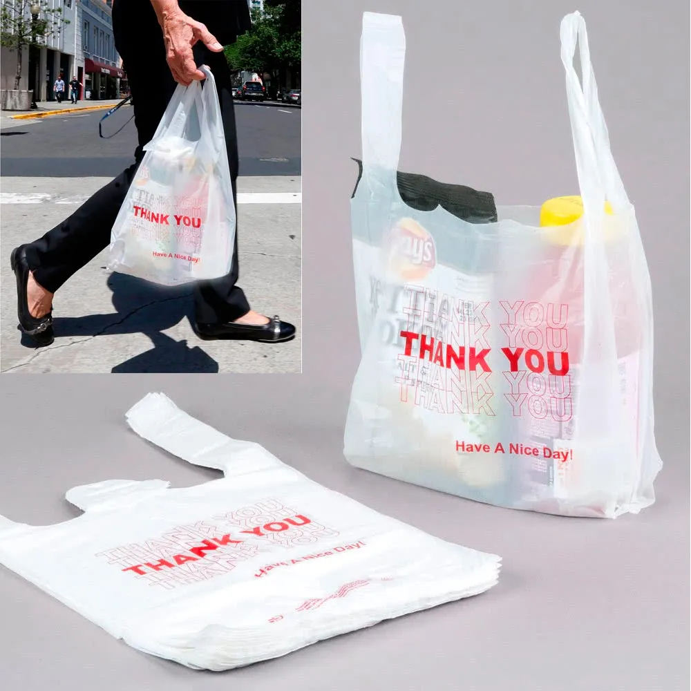600 Thank You Merchandise Plastic Retail Handle Bags Grocery Carry Out Store Lot