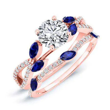 Alba - GIA Natural Round Diamond Bridal Set