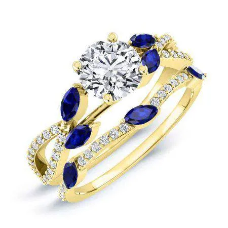 Alba - GIA Natural Round Diamond Bridal Set