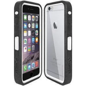 Amzer CRUSTA Rugged iPhone 6 Case Black on White Shell With Tempered Glass