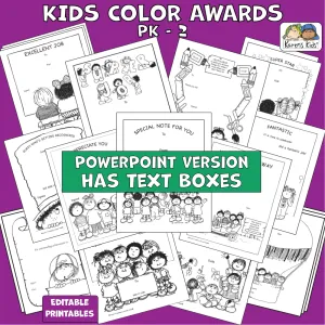 Awards KIDS COLOR (Karen's Kids Editable Printables)