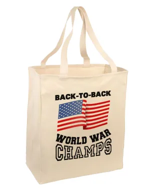 Back to Back World War Champs Large Grocery Tote Bag