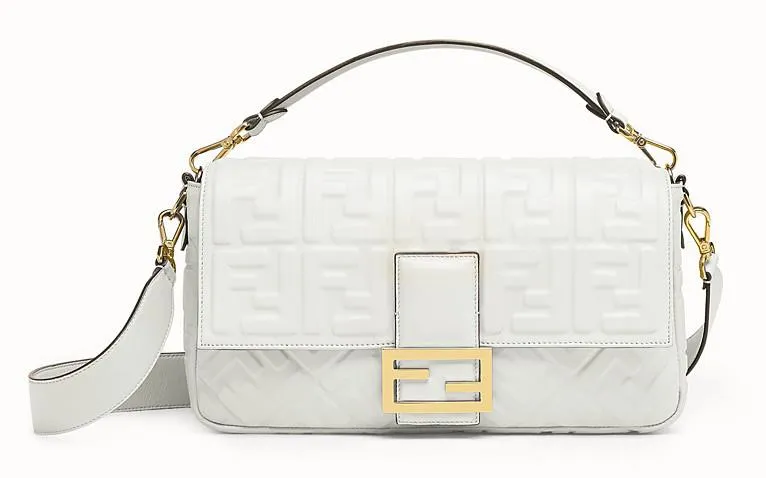Baguette Large Leather Bag - Pink, White, Black