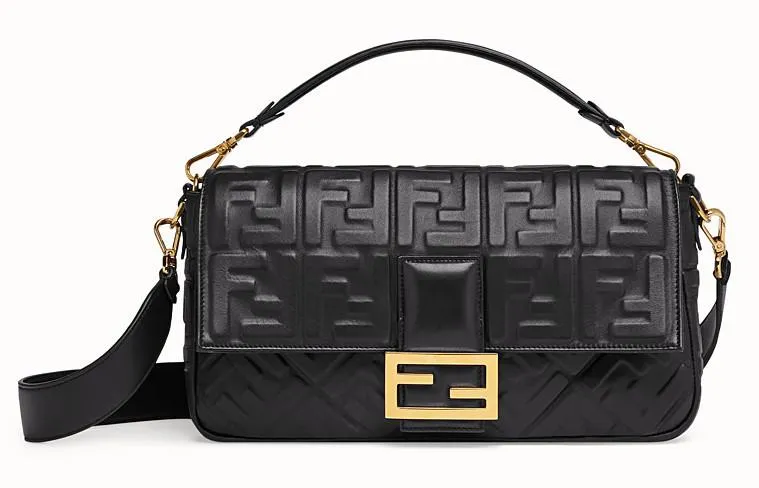 Baguette Large Leather Bag - Pink, White, Black