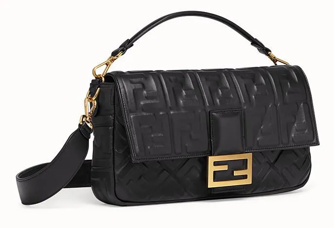 Baguette Large Leather Bag - Pink, White, Black