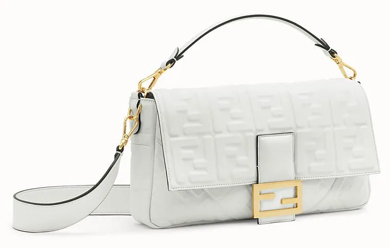Baguette Large Leather Bag - Pink, White, Black