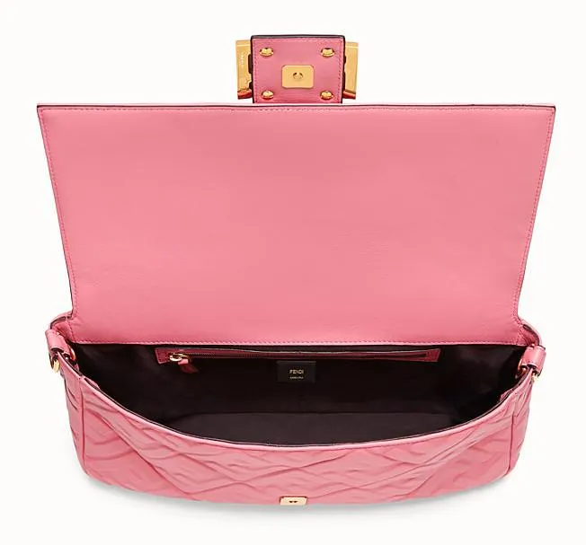 Baguette Large Leather Bag - Pink, White, Black