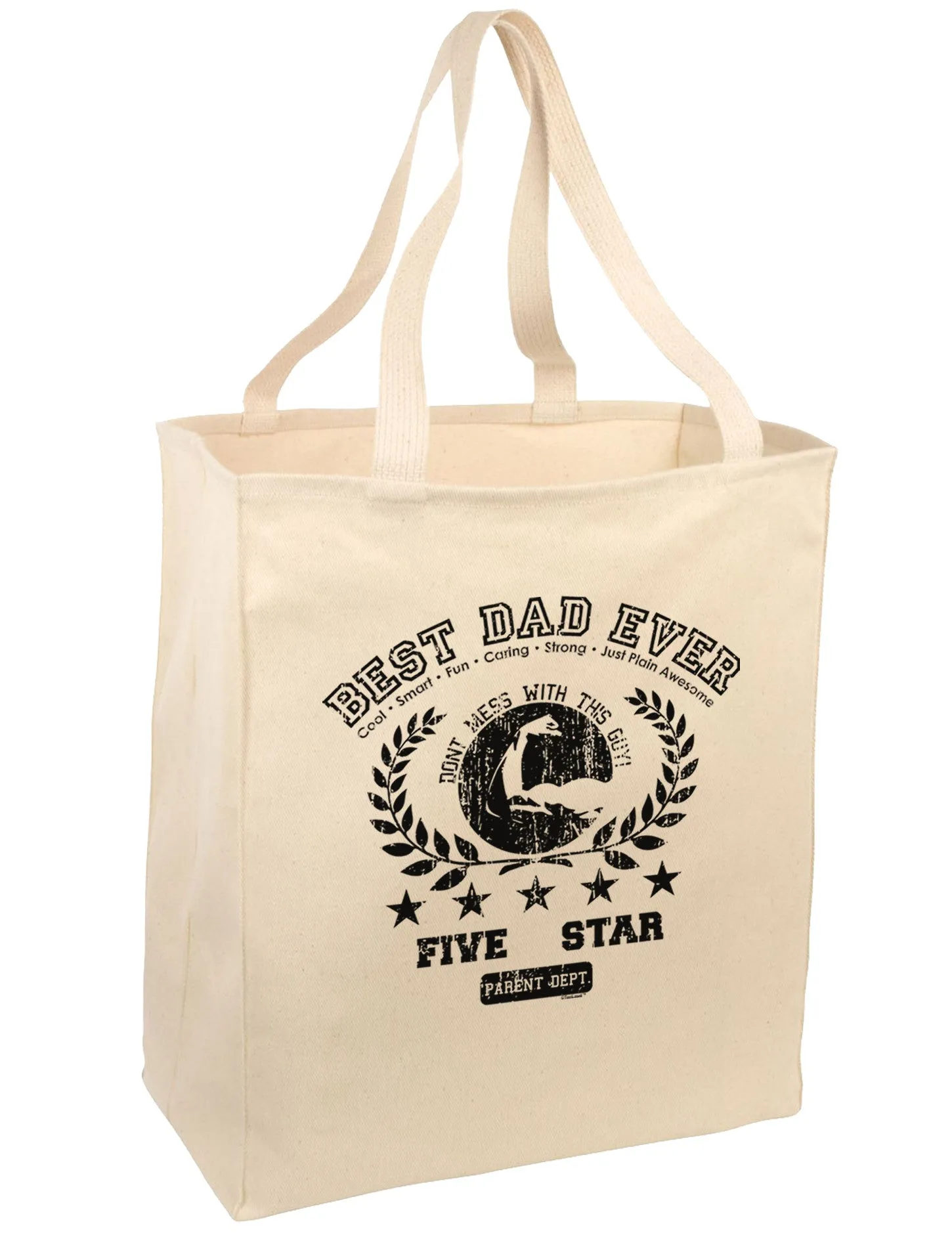 Best Dad Ever Distressed Collegiate Large Grocery Tote Bag