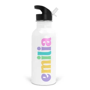 Colorful Pastels Personalized Kids Water Bottle