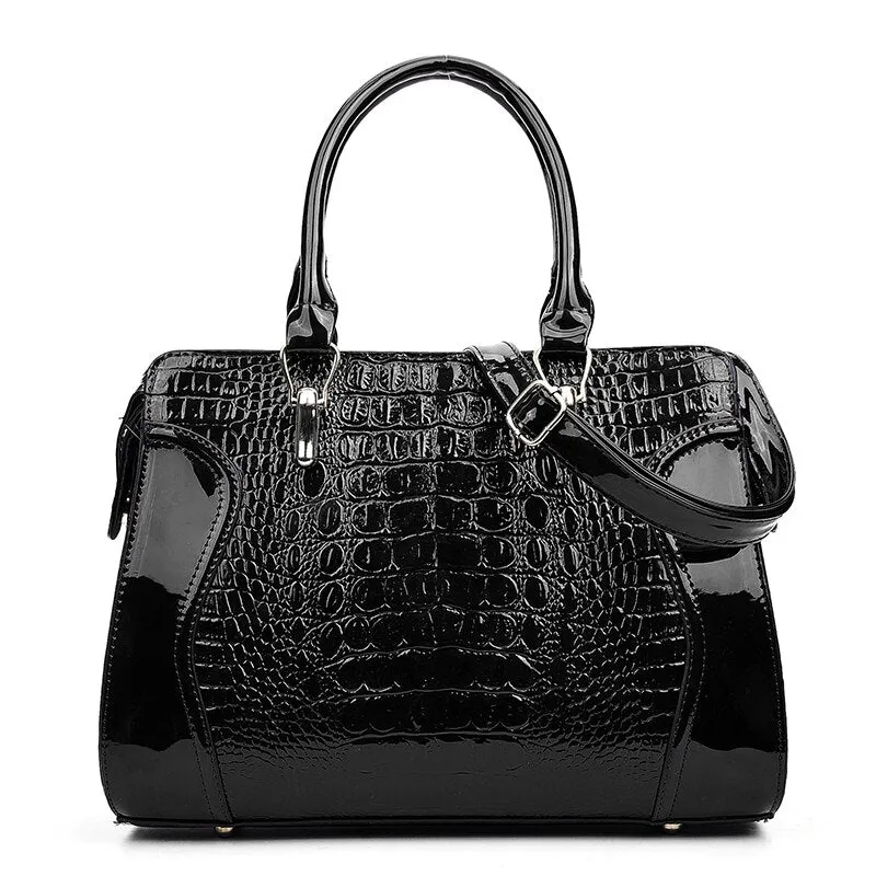 Crocodile Pattern Soft Leather Shoulder Bag