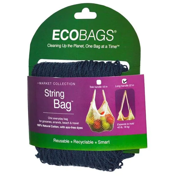 ECO-BAGS - String Bag Long Handle Storm Blue - 22 Inches