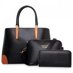 Elegant Metallic and Zipper Design Women's Tote Bag - Black