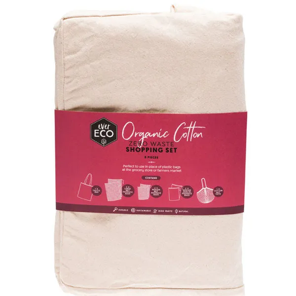 Ever Eco Sustainable Shopping Bag Set Organic Cotton 8 piece