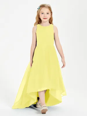 Exquisite Asymmetrical Junior Bridesmaid Dresses Scoop Neck Lemon