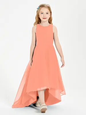 Exquisite Asymmetrical Junior Bridesmaid Dresses Scoop Neck Sunset