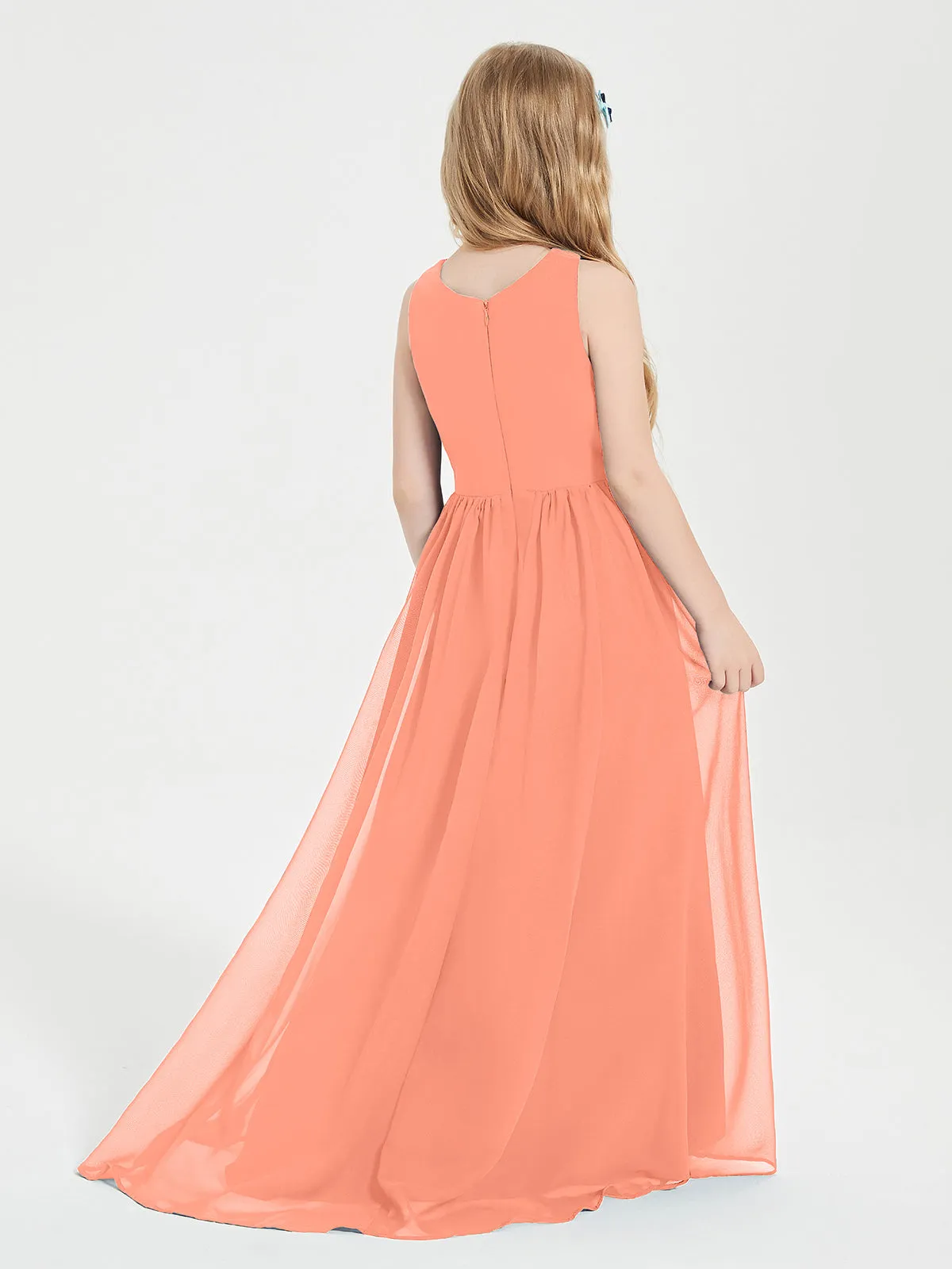 Exquisite Asymmetrical Junior Bridesmaid Dresses Scoop Neck Sunset