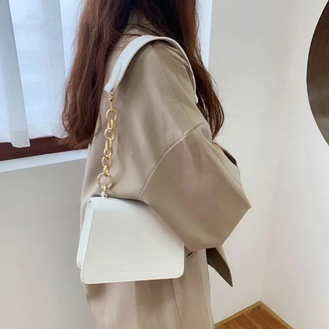 Flap Alligator Leather Small Handbag