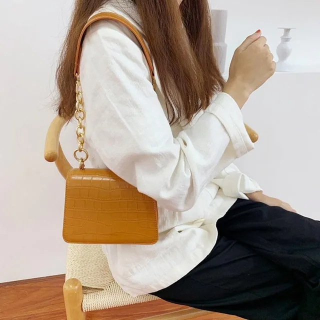 Flap Alligator Leather Small Handbag