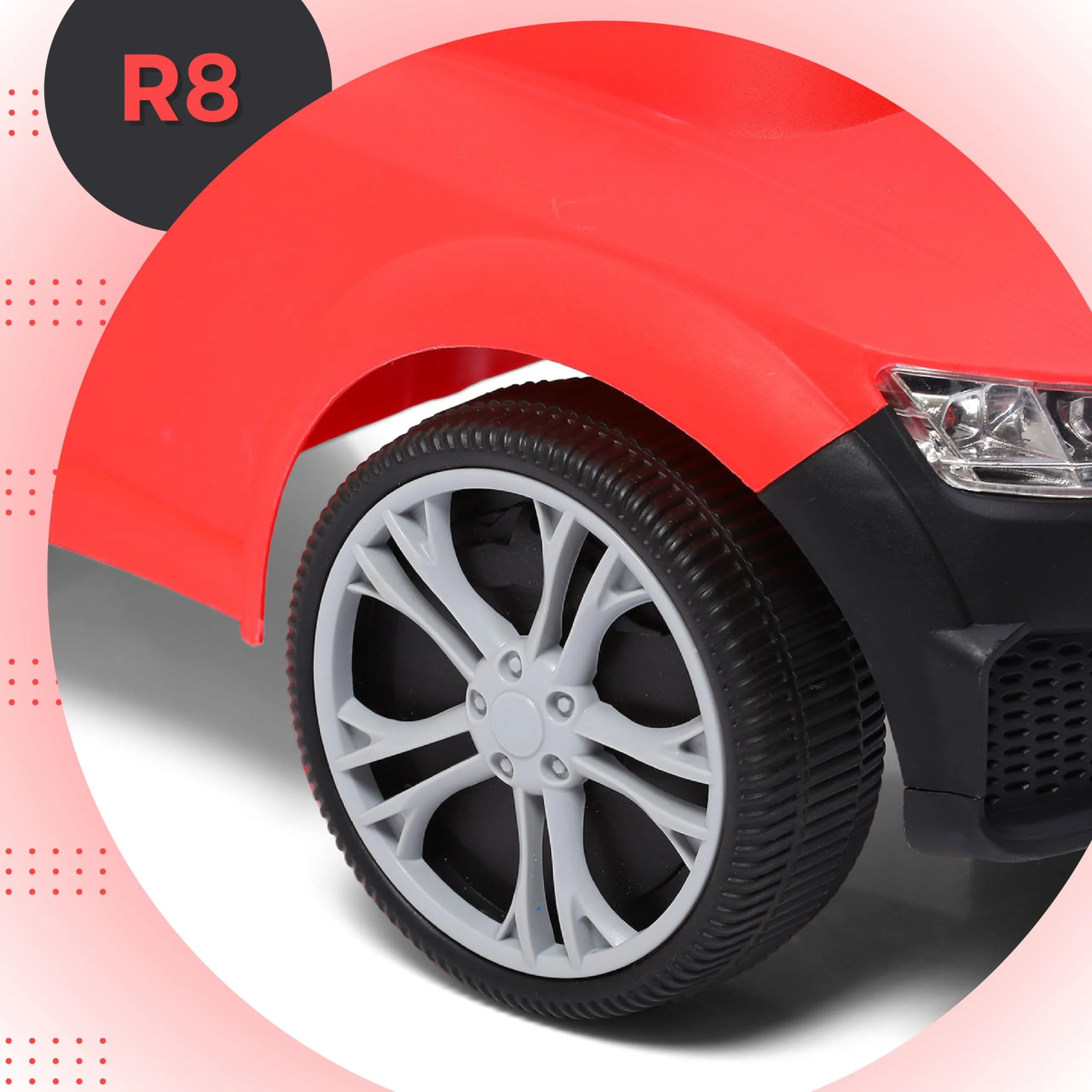 Fun Ride R8 Kids Push Ride On Push Car with Horn,Music, Light, Backrest and Under Seat Storage - 1 to 3 Years Universal Wheels, Kids Indoor/Outdoor Toy Car for Boys&Girls- (Upto 20 Kg),Red
