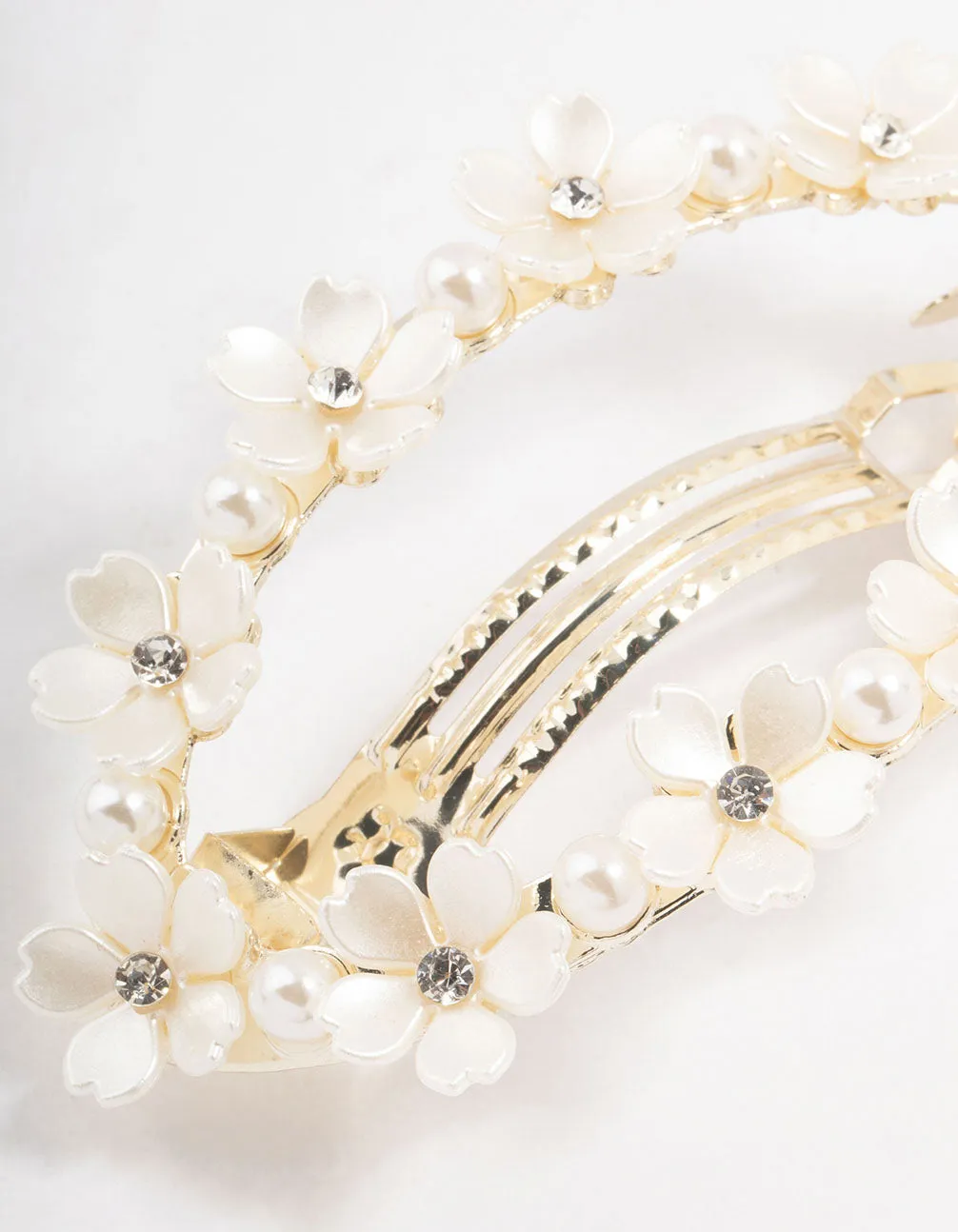 Gold Diamante & Flower Hair Clip