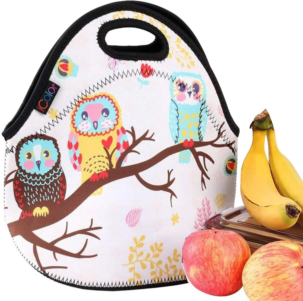 icolor Cute Frog Neoprene Lunch Bag Insulated Lunchbox Thermal Lunch Tote Bag Water Resistant Lunch Box & Food Container Travel, School, Work Food Storage Cooler YLB-N32