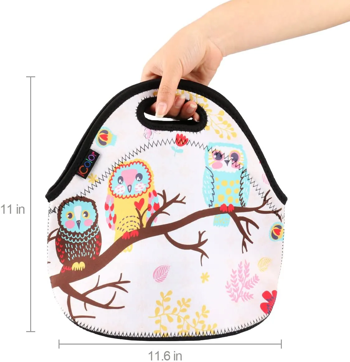 icolor Cute Frog Neoprene Lunch Bag Insulated Lunchbox Thermal Lunch Tote Bag Water Resistant Lunch Box & Food Container Travel, School, Work Food Storage Cooler YLB-N32