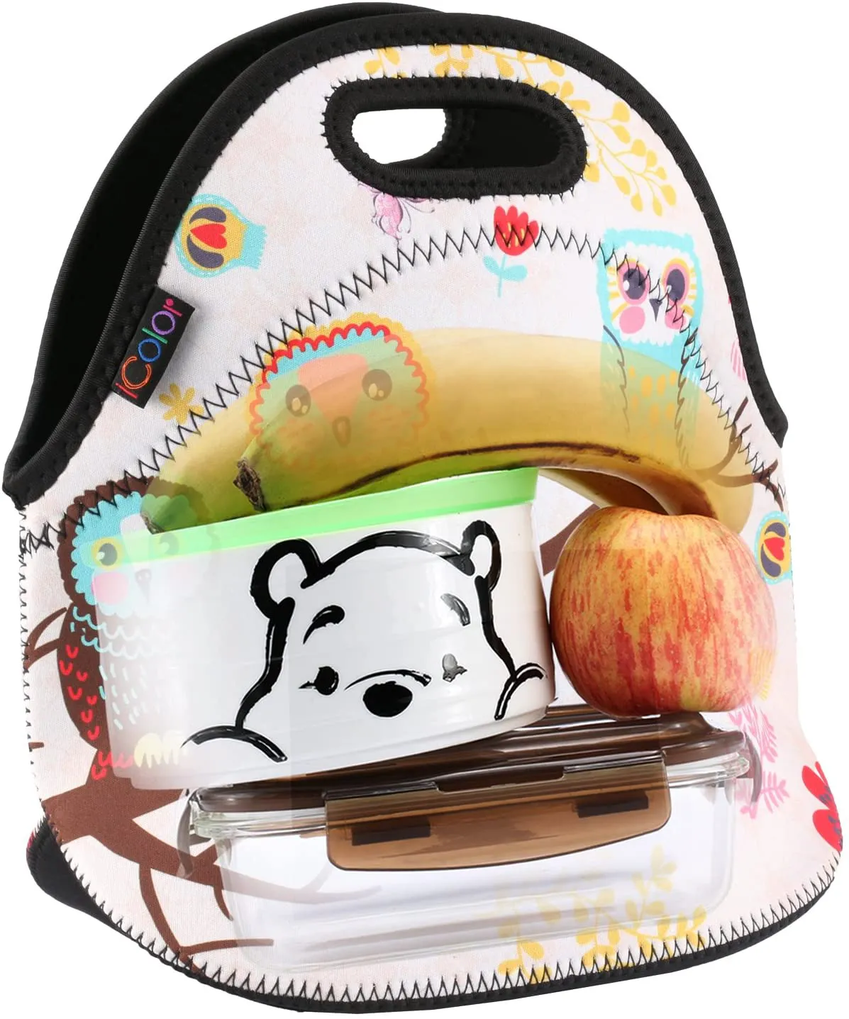icolor Cute Frog Neoprene Lunch Bag Insulated Lunchbox Thermal Lunch Tote Bag Water Resistant Lunch Box & Food Container Travel, School, Work Food Storage Cooler YLB-N32