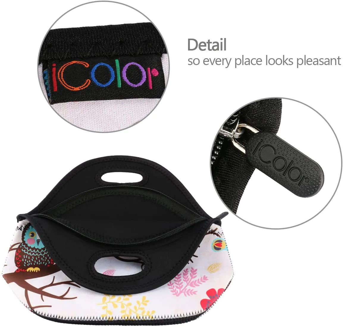 icolor Cute Frog Neoprene Lunch Bag Insulated Lunchbox Thermal Lunch Tote Bag Water Resistant Lunch Box & Food Container Travel, School, Work Food Storage Cooler YLB-N32