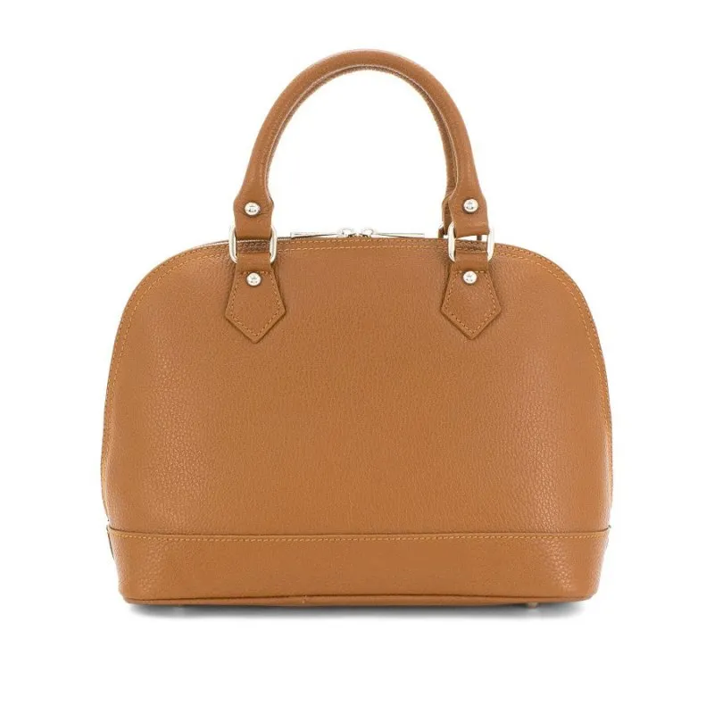 Italian Designer Soft Leather Bowling Bag - Swolit Bria Tan