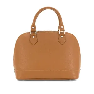 Italian Designer Soft Leather Bowling Bag - Swolit Bria Tan