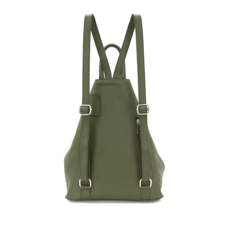 Italian Designer Soft Leather Folding Backpack -Multiuso - Nude