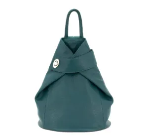 Italian Designer Soft Leather Folding Backpack -Multiuso Teal