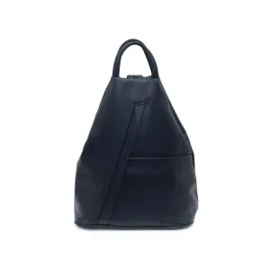Italian Designer Soft Leather Triangular Backpack Ilaria Navy