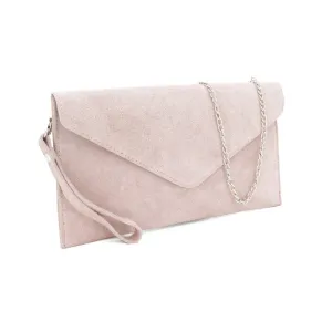 Italian Designer Soft Suede Leather Envelope Clutch Cross Body  Eleonora- Nude LOW STOCK