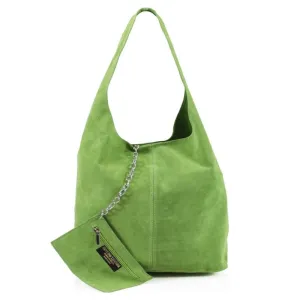 Italian Designer Soft Suede Leather  Shoulder Bag-Swolit Bellissima - Bright Green
