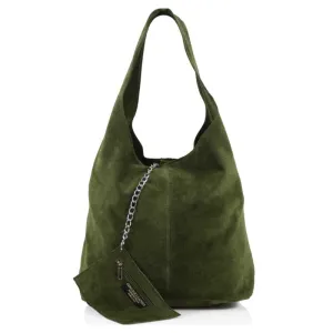 Italian Designer Soft Suede Leather  Shoulder Bag-Swolit Bellissima- Green