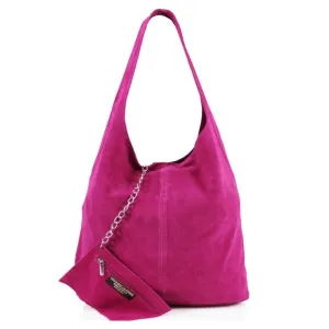 Italian Designer Soft Suede Leather  Shoulder Bag-Swolit Bellissima - Magenta