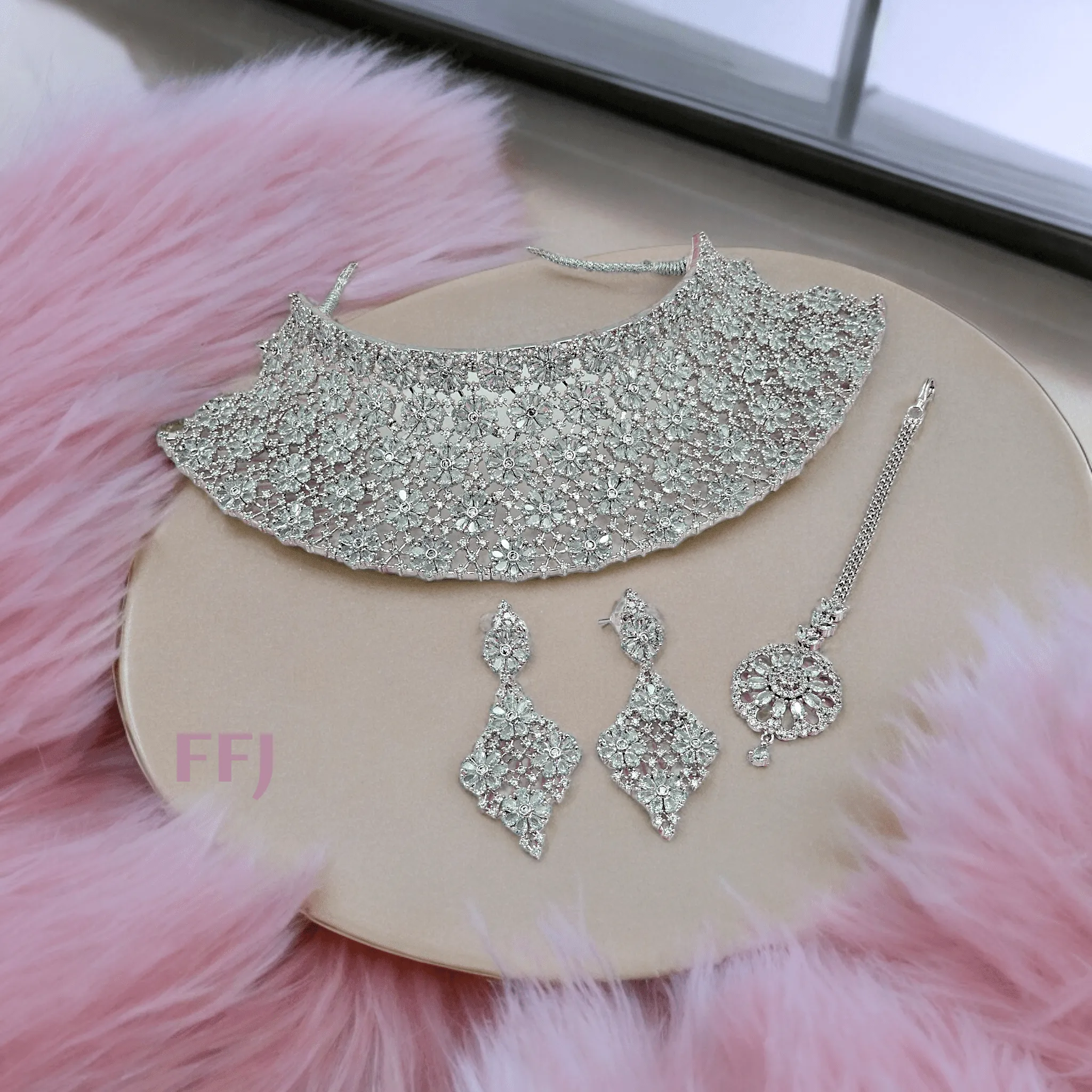 Kashish Bridal CZ Choker Set Full Rose Gold