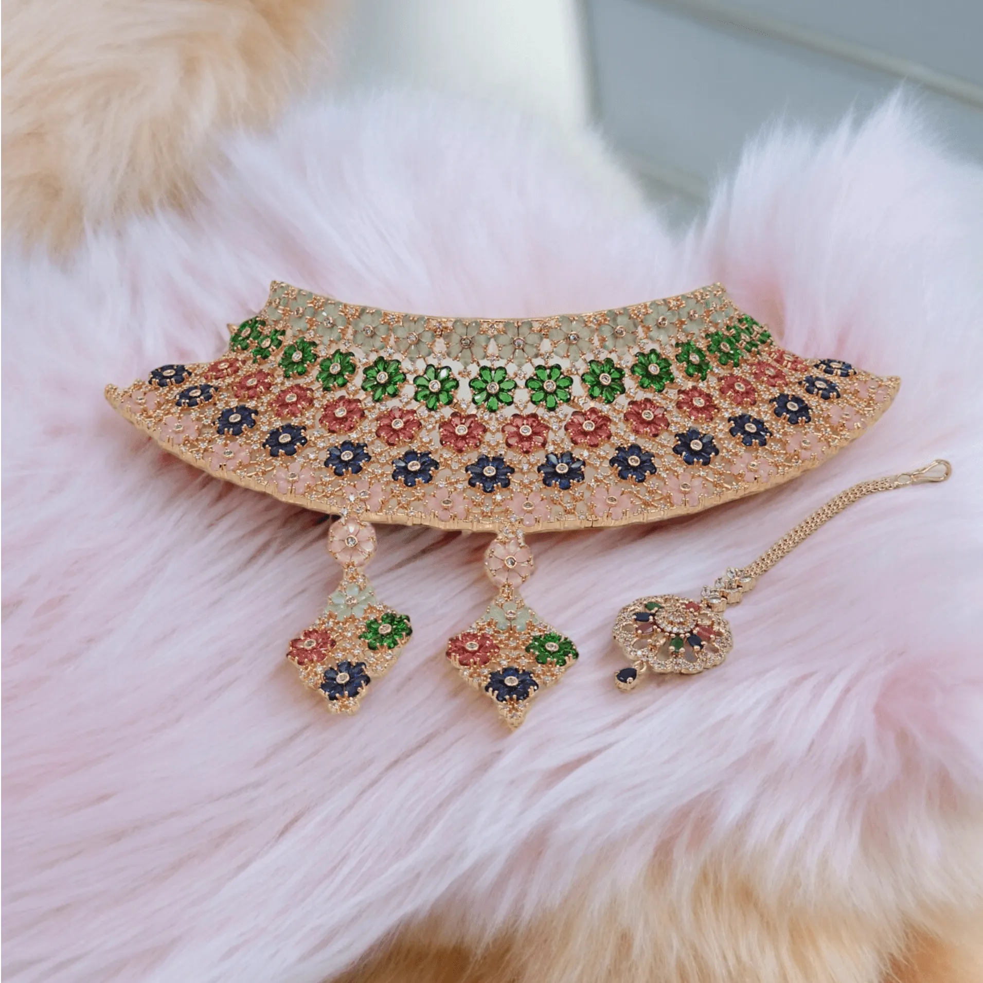 Kashish Bridal CZ Choker Set Full Rose Gold