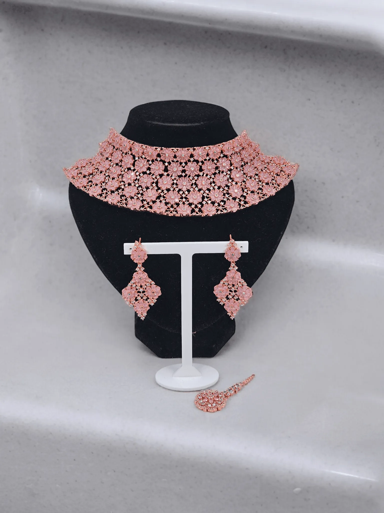Kashish Bridal CZ Choker Set Full Rose Gold
